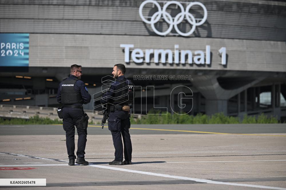 Paris 2024 - Olympic Rings Presentation At GDG Airport - Roissy