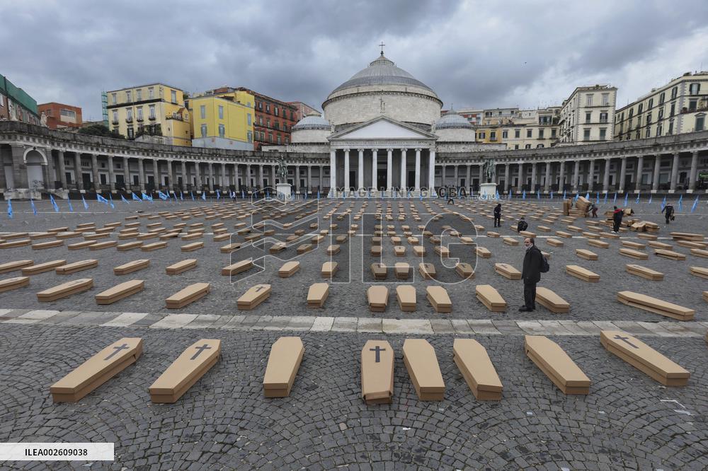 1000 Coffins Symbolizing Work-Related Deaths - Naples