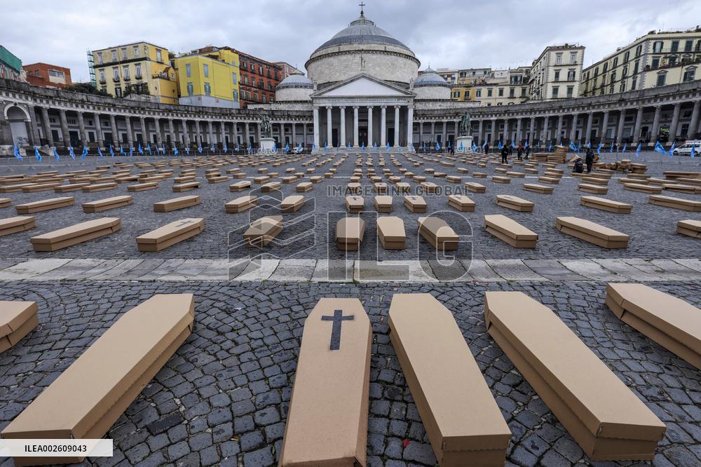 1000 Coffins Symbolizing Work-Related Deaths - Naples