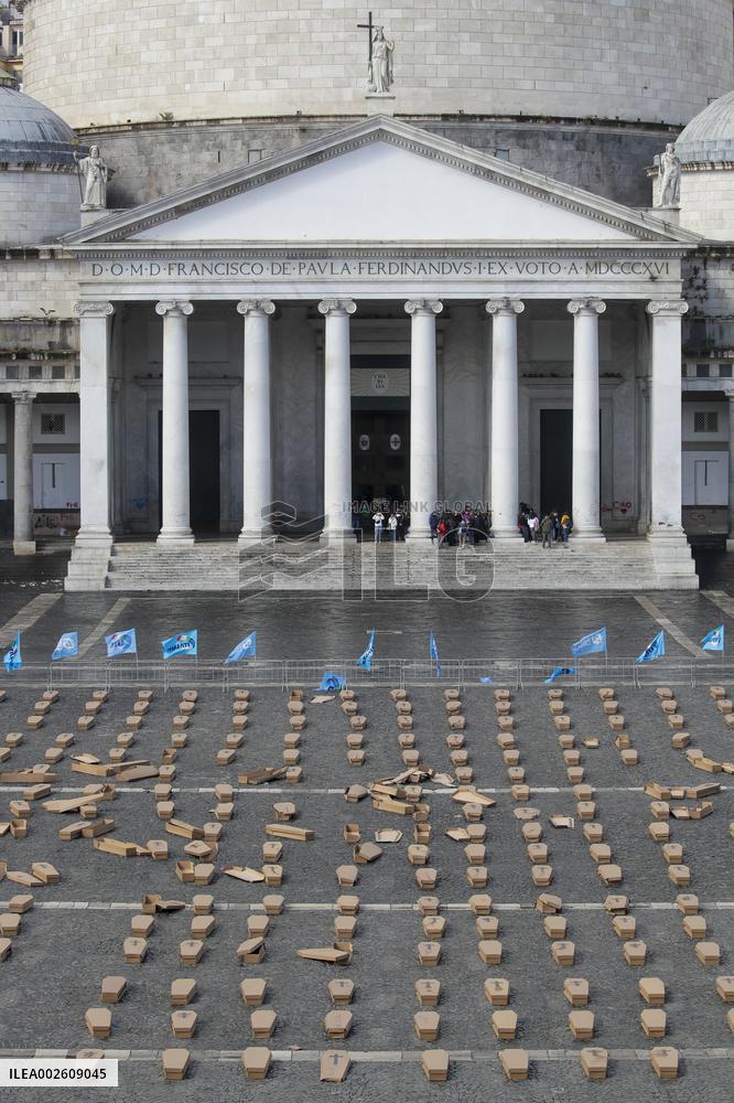 1000 Coffins Symbolizing Work-Related Deaths - Naples