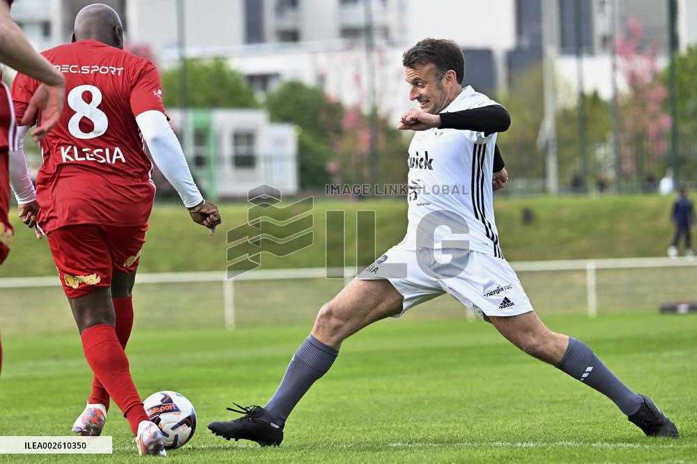 Macron Takes Part In Charity Football Match - Plaisir
