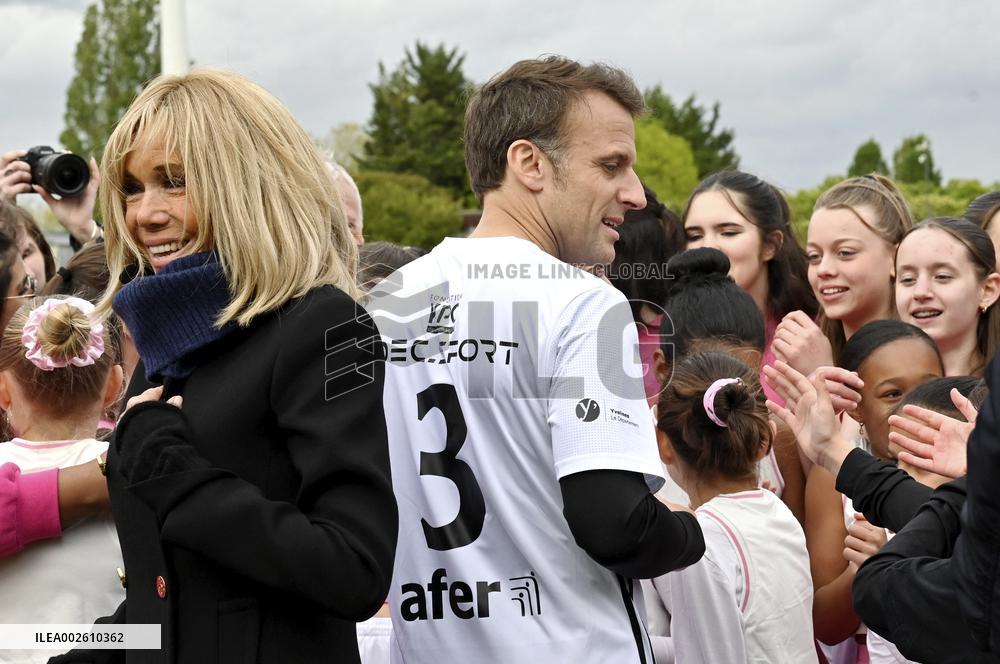 Macron Takes Part In Charity Football Match - Plaisir