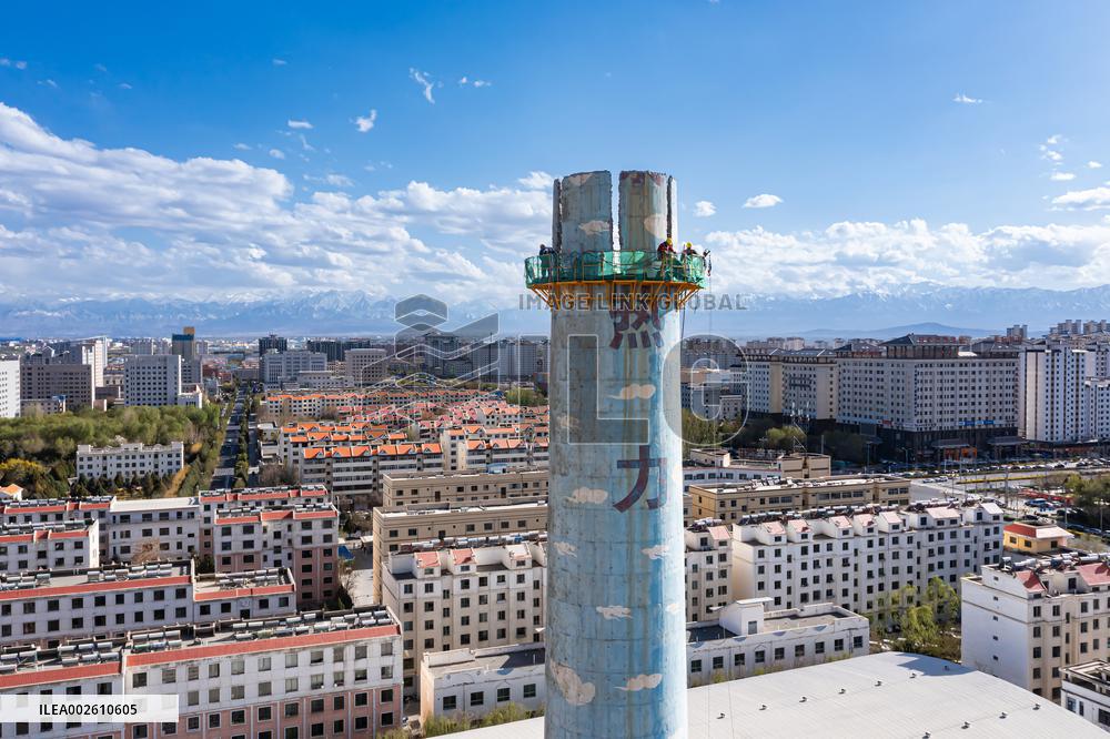 Thermal Company Chimney Demolition in Jiuquan