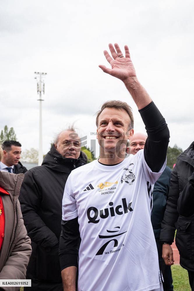 Macron Takes Part In Charity Football Match - Plaisir