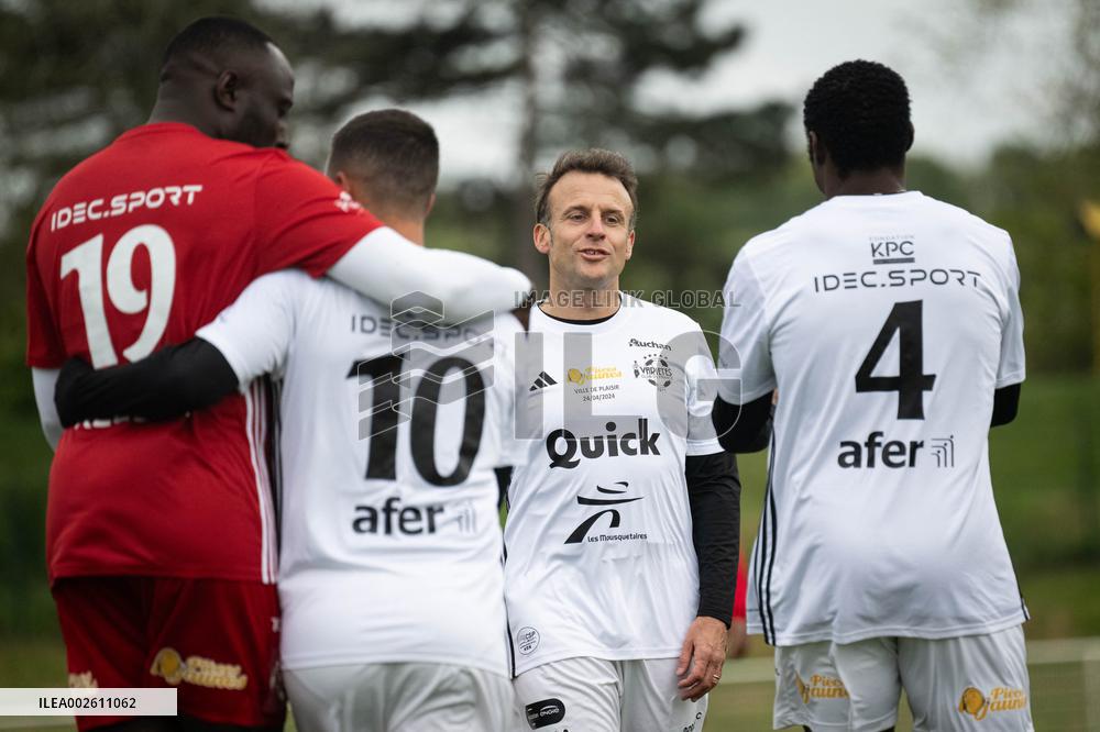 Macron Takes Part In Charity Football Match - Plaisir