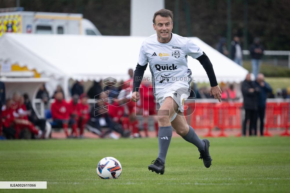 Macron Takes Part In Charity Football Match - Plaisir