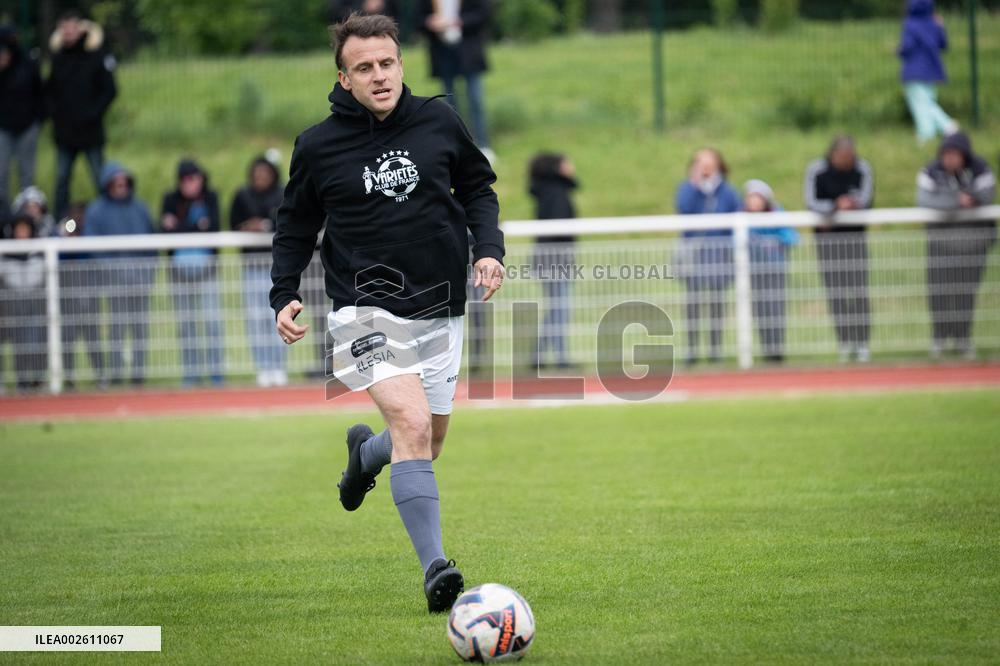 Macron Takes Part In Charity Football Match - Plaisir