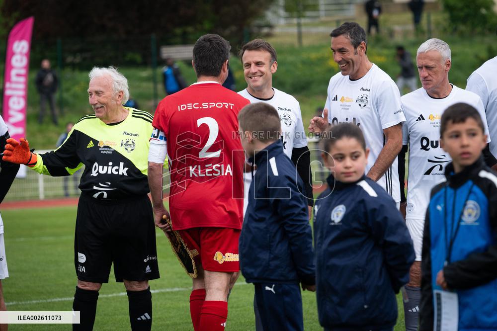 Macron Takes Part In Charity Football Match - Plaisir