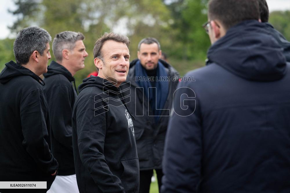 Macron Takes Part In Charity Football Match - Plaisir