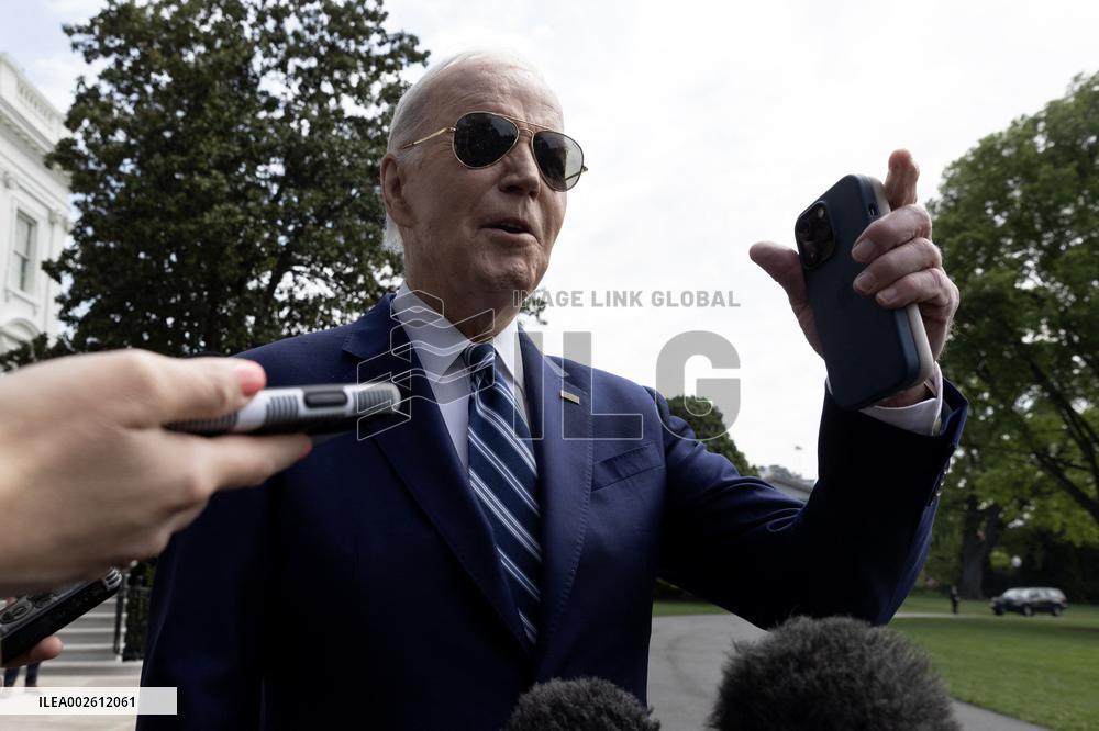 US President Joe Biden departs the White House