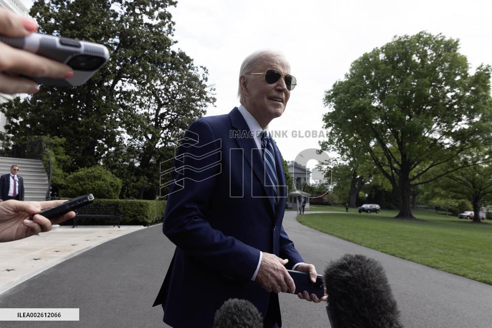 US President Joe Biden departs the White House