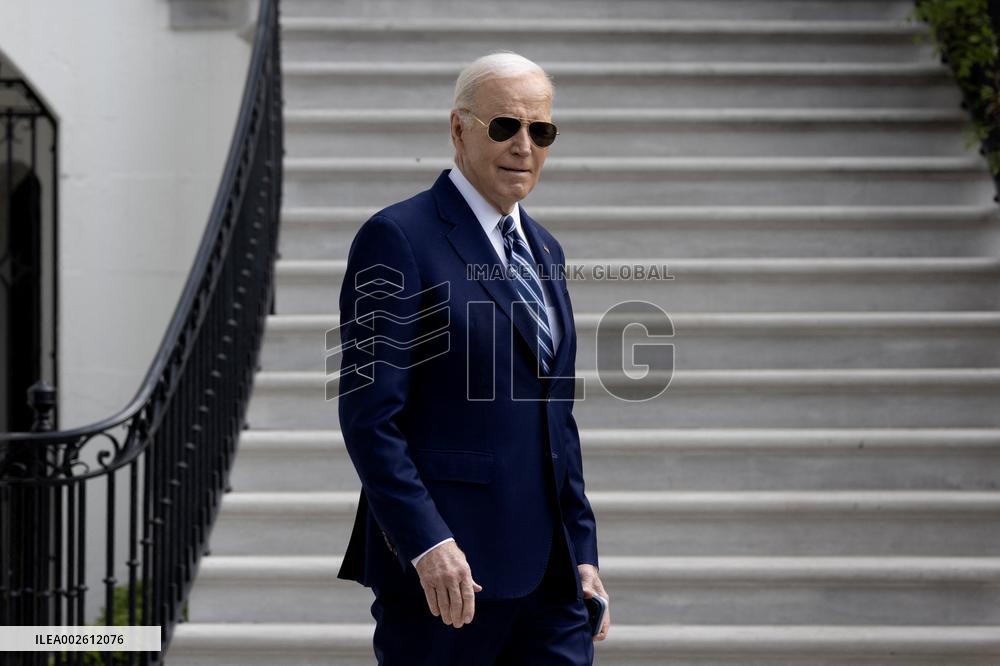 US President Joe Biden departs the White House