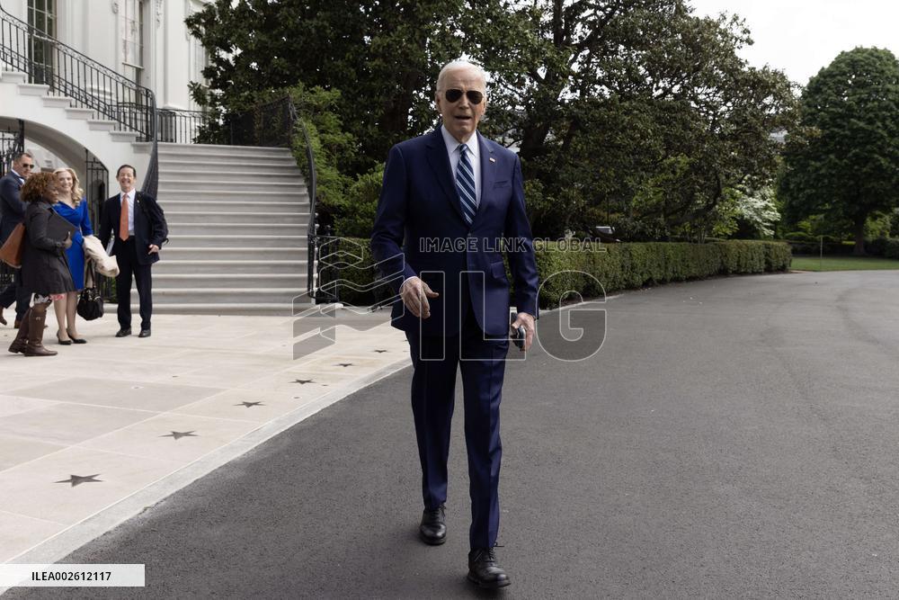 US President Joe Biden departs the White House