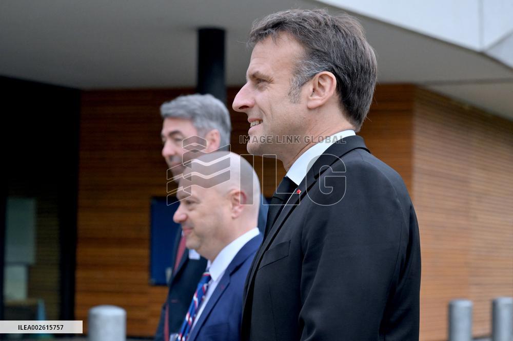 Macron Visits European School - Strasbourg