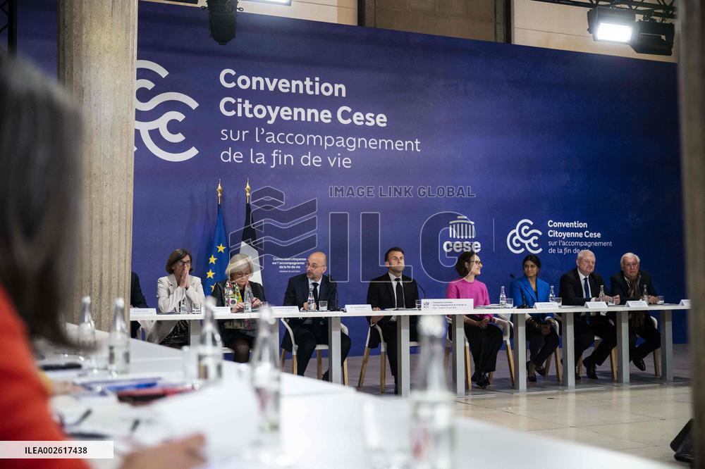 Macron Attends The Seminar Of The End-Of-Life Convention