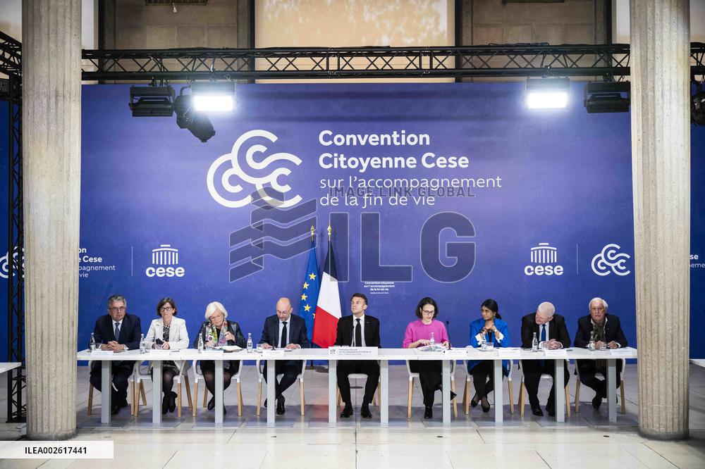 Macron Attends The Seminar Of The End-Of-Life Convention