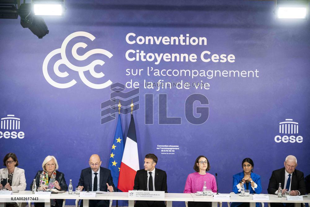 Macron Attends The Seminar Of The End-Of-Life Convention