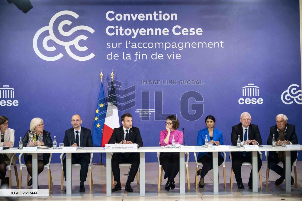 Macron Attends The Seminar Of The End-Of-Life Convention
