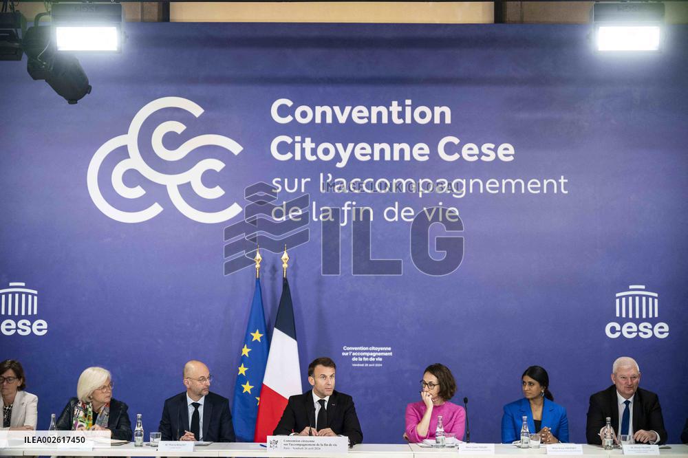Macron Attends The Seminar Of The End-Of-Life Convention