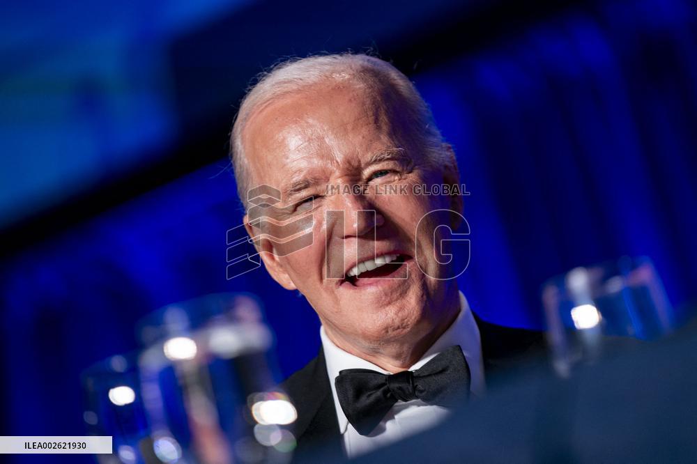 President Joe Biden speaks at the White House Correspondents Association Dinner