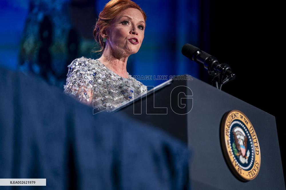 President Joe Biden speaks at the White House Correspondents Association Dinner