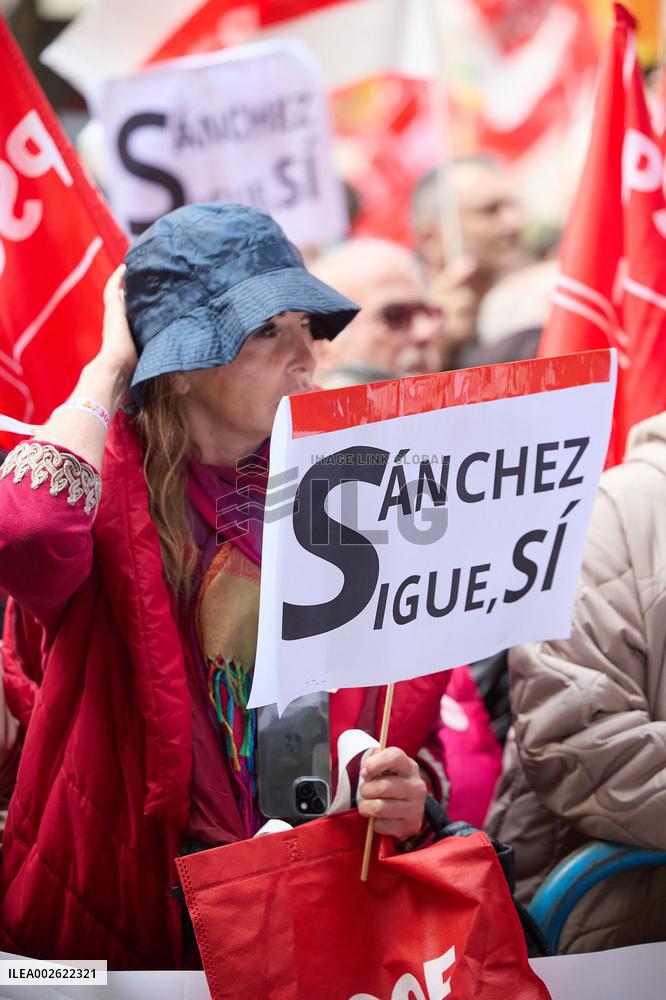 Rally In Support Of Pedro Sanchez - Madrid