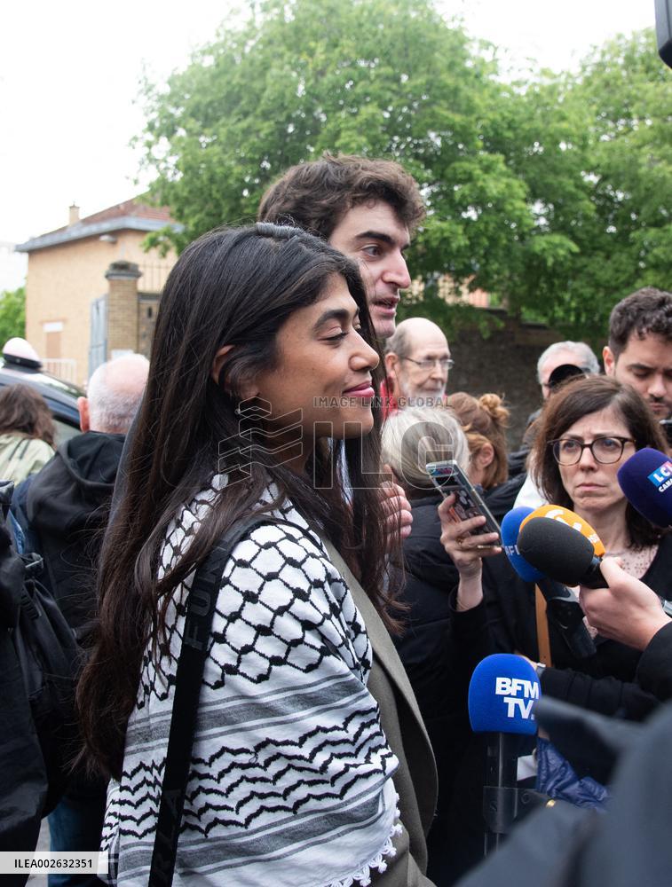 Rima Hassan Leaves The Police Station - Paris