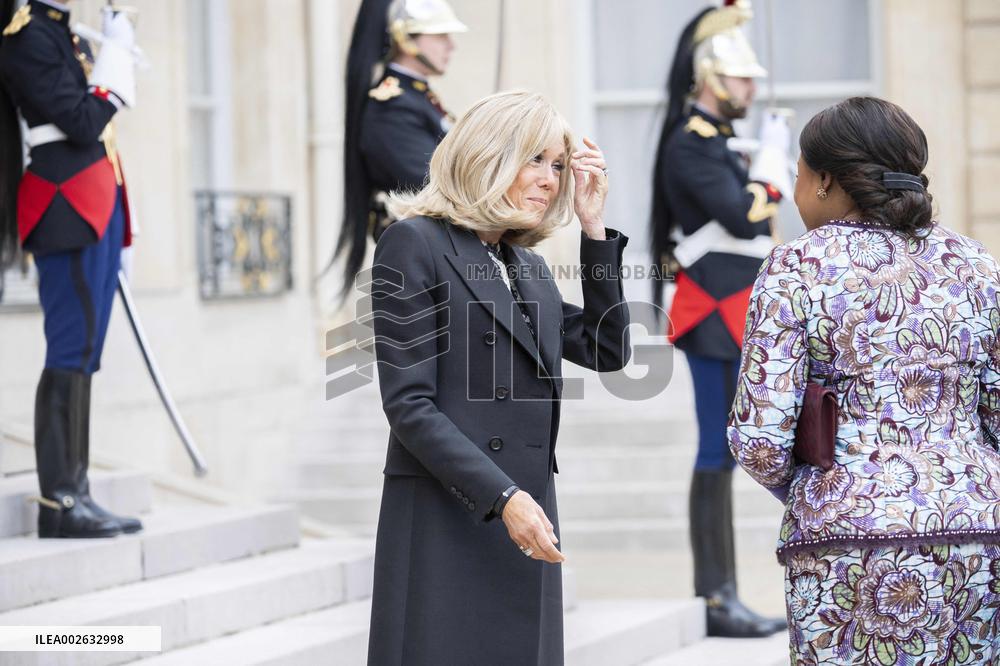 Emmanuel Macron and First Lady Receive Felix Tshisekedi and Wife at Elysee Palace - Paris