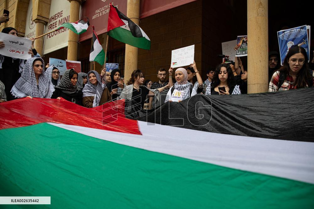 Pro-Palestine Protest At American University - Beirut