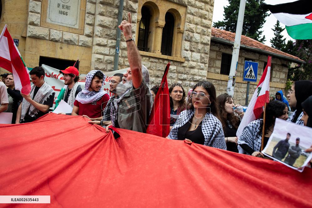Pro-Palestine Protest At American University - Beirut