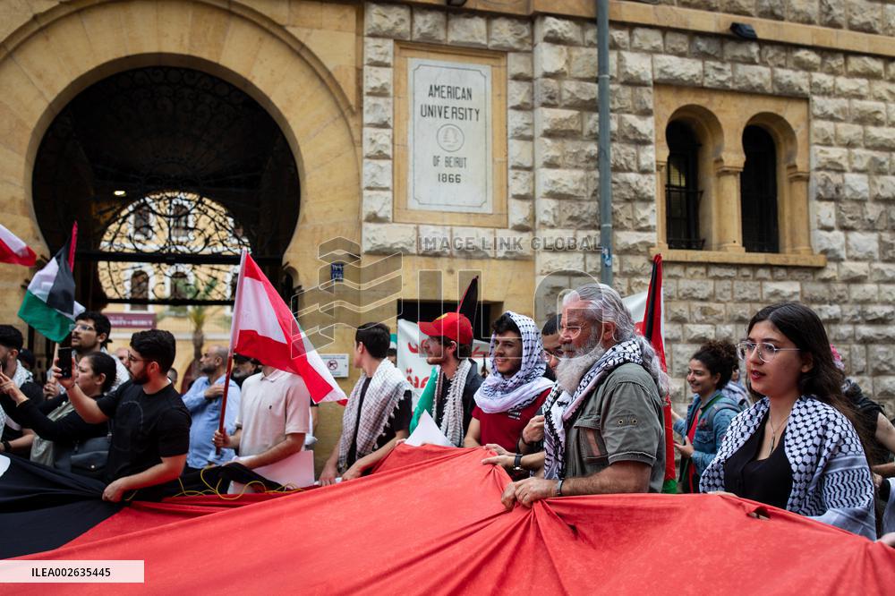 Pro-Palestine Protest At American University - Beirut