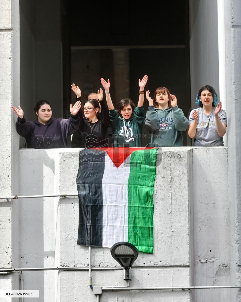 Pro-Palestinian Students Rally At Tolbiac University - Paris