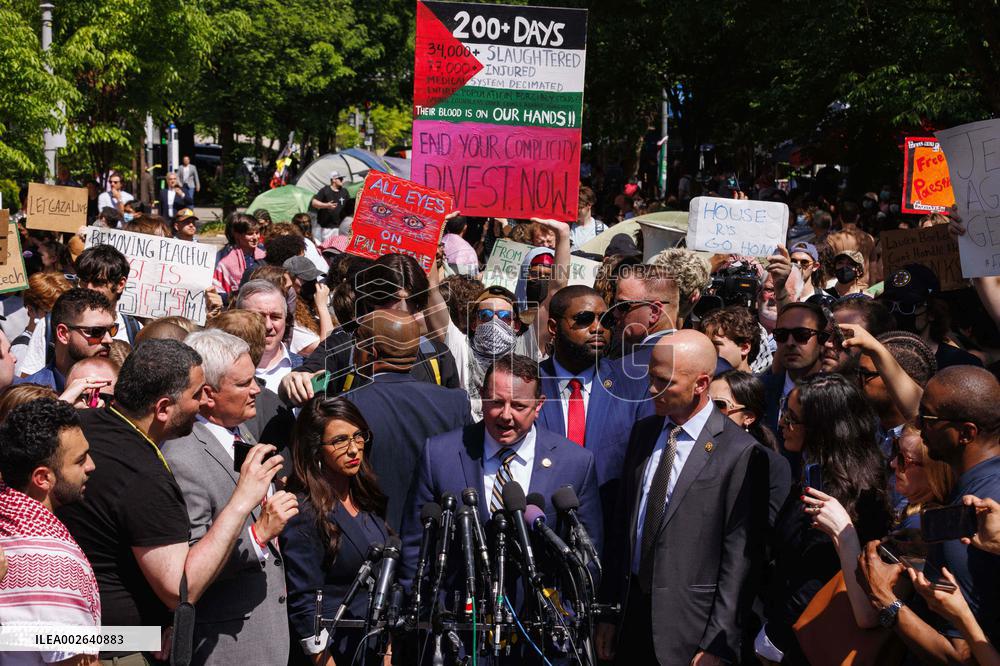 House Republicans Visit Pro-Palestinian Encampment - Washington