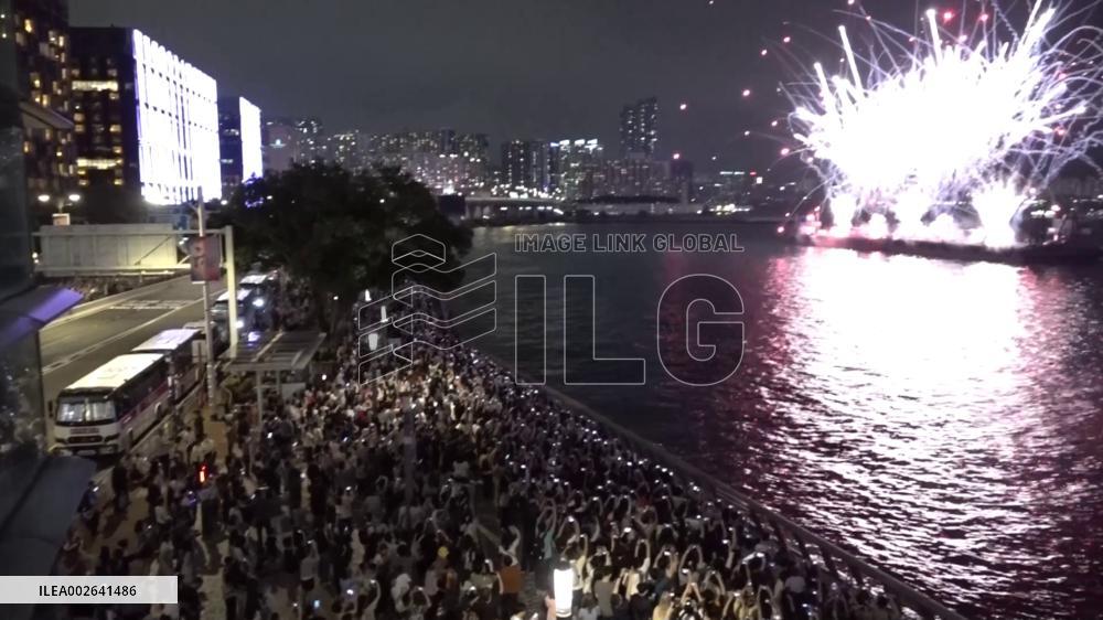 Hong Kong holds firework show to celebrate Labor Day