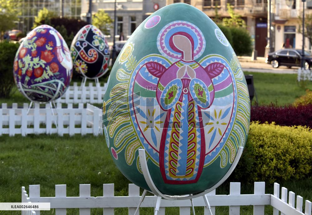 Traditional open-air exhibition of Podillia giant pysankas opens in Vinnytsia
