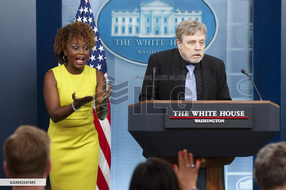 Mark Hamill joins White House Press Secretary Jean-Pierre for the daily press briefing in Washington
