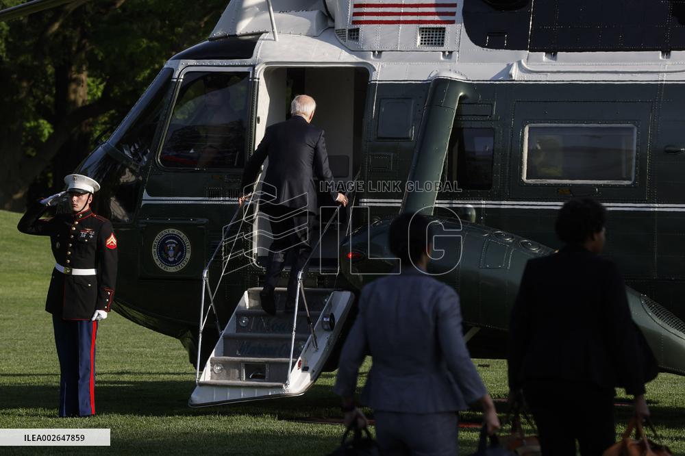 U.S. President Biden departs the White House in Washington