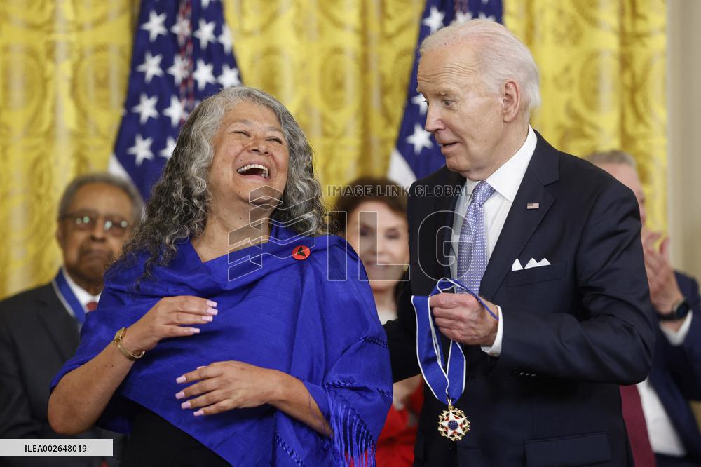 President Biden presents Romero with the Presidential Medal of Freedom