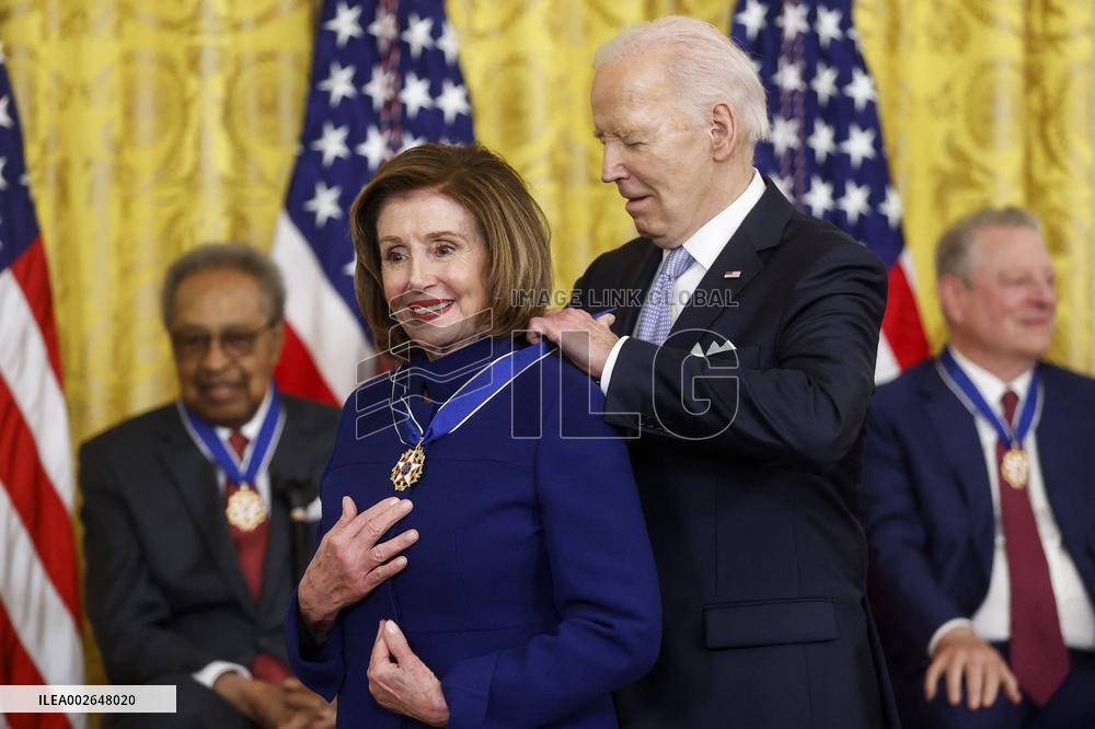 President Biden presents Pelosi with the Presidential Medal of Freedom