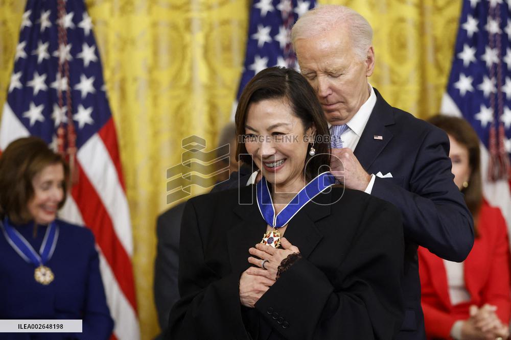 President Biden presents Yeoh with the Presidential Medal of Freedom
