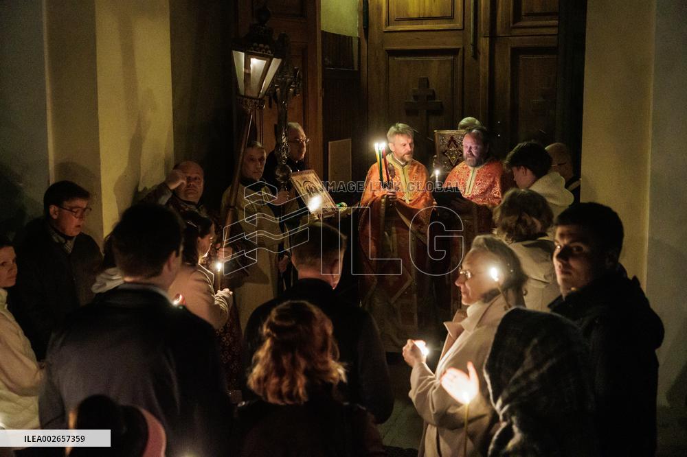 Christian Orthodox Easter religious service