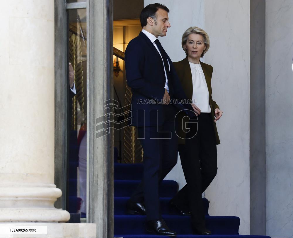 President Macron Meets Ursula von der Leye - Paris
