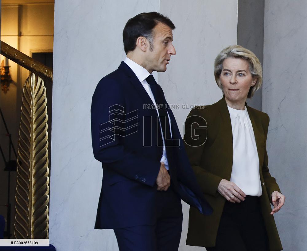 President Macron Meets Ursula von der Leye - Paris