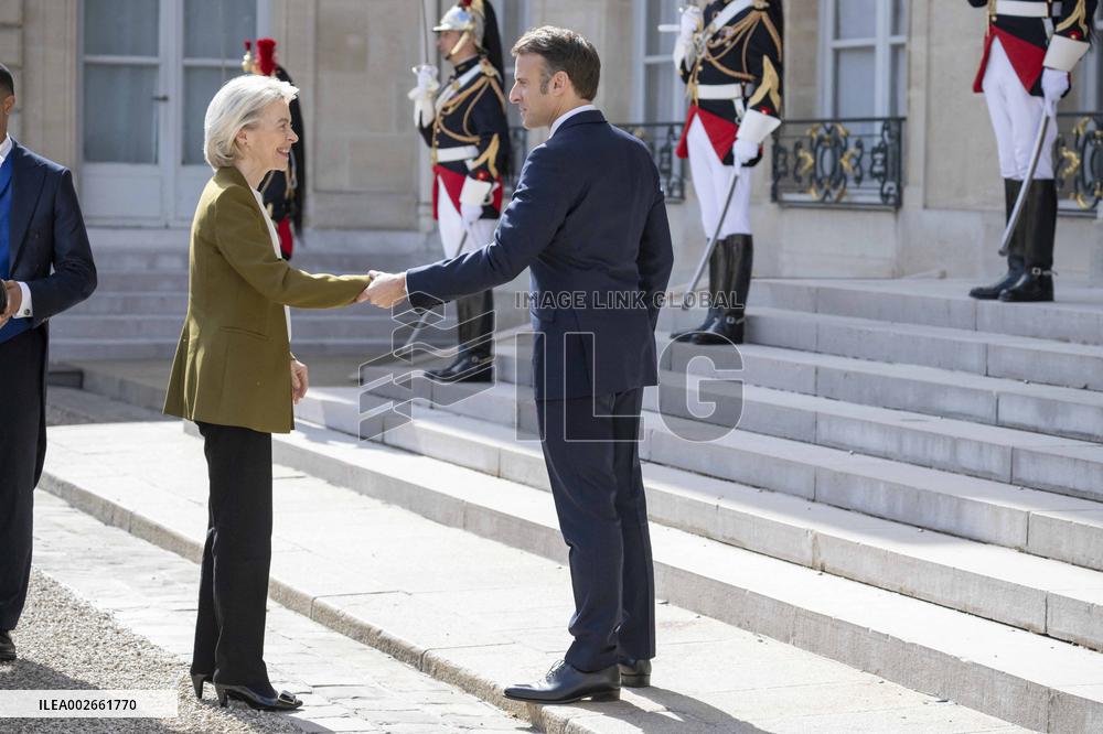 President Macron Meets Ursula von der Leye - Paris
