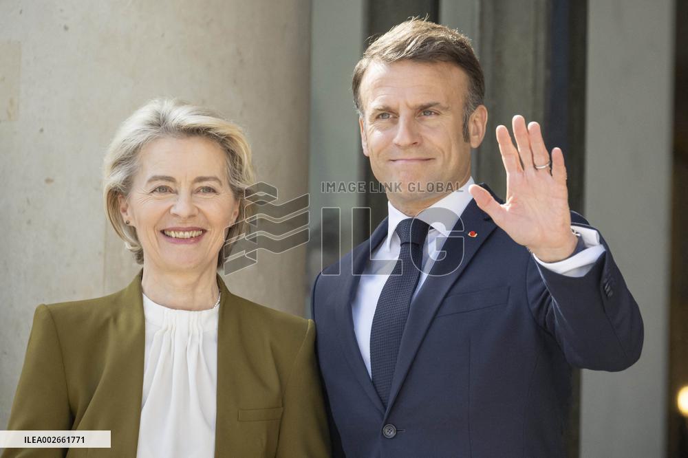 President Macron Meets Ursula von der Leye - Paris