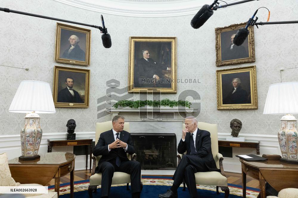 US President Joe Biden hosts President of Romania Klaus Iohannis