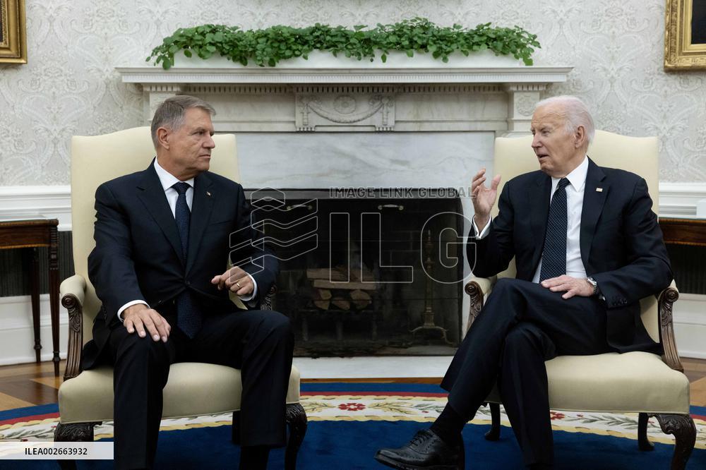 US President Joe Biden hosts President of Romania Klaus Iohannis