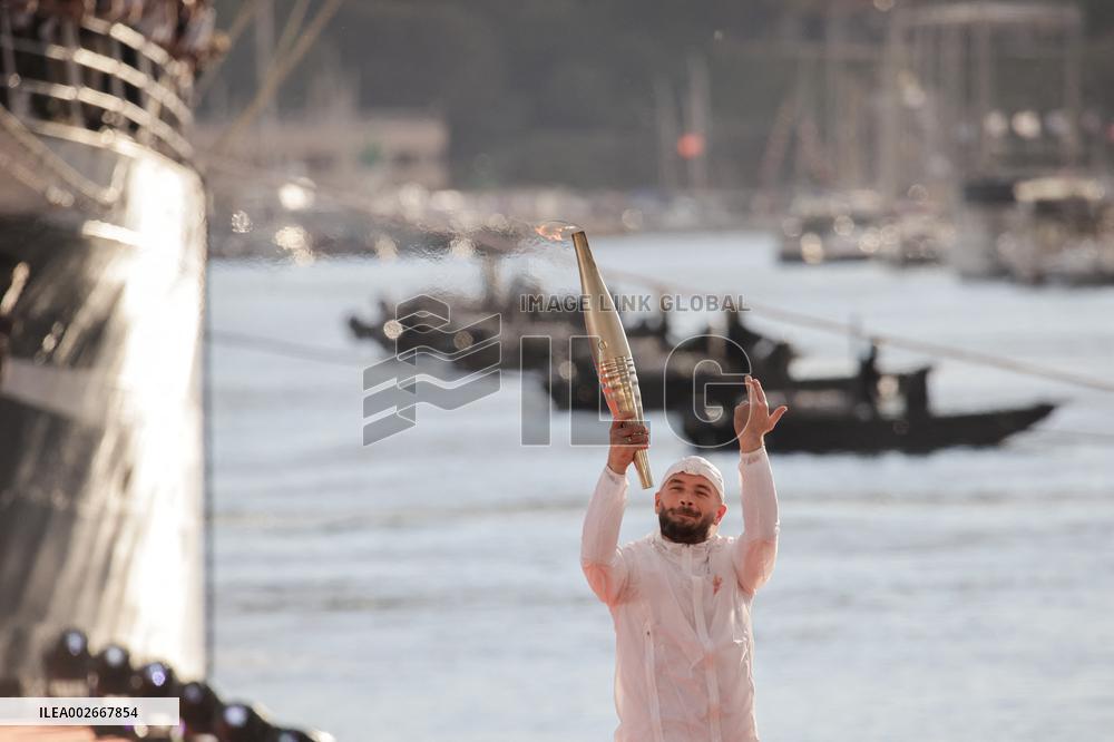 Arrival Of The Olympic Flame In Marseille