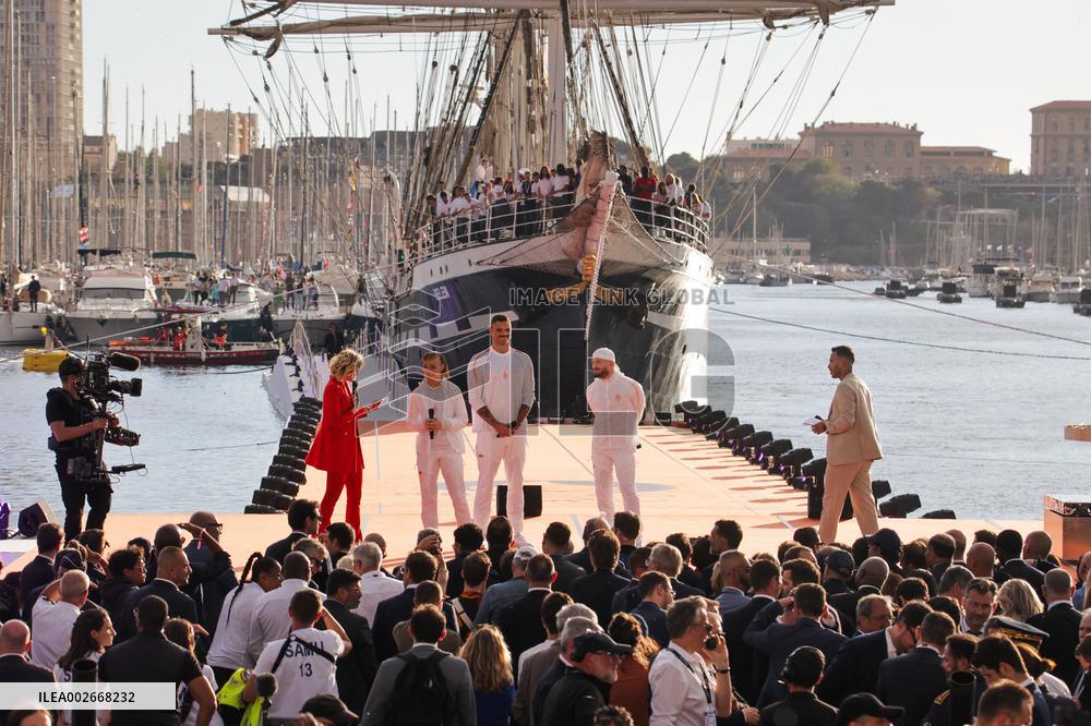 Arrival Of The Olympic Flame In Marseille