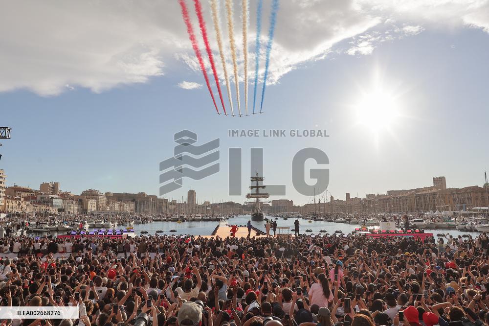 Arrival Of The Olympic Flame In Marseille
